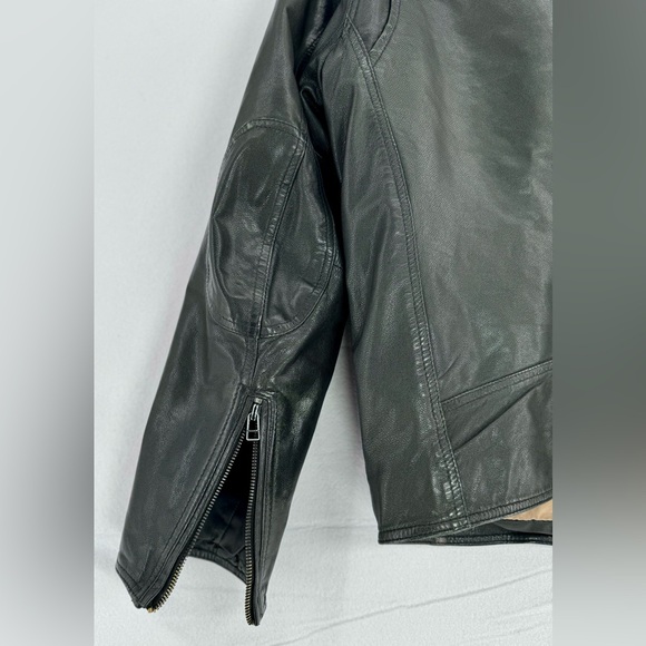 Men’s Black Rivet Genuine Black Leather Moto Jacket Biker Sz S - Picture 6 of 11